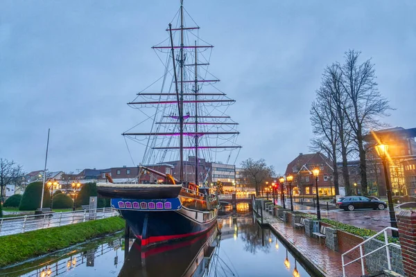 Historical Sailing Ship Papenburg Night — Stockfoto