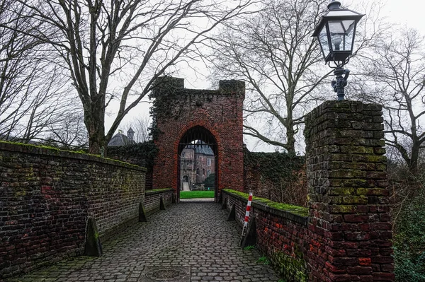 stock image Historical gate at a castle in Krefeld Linn