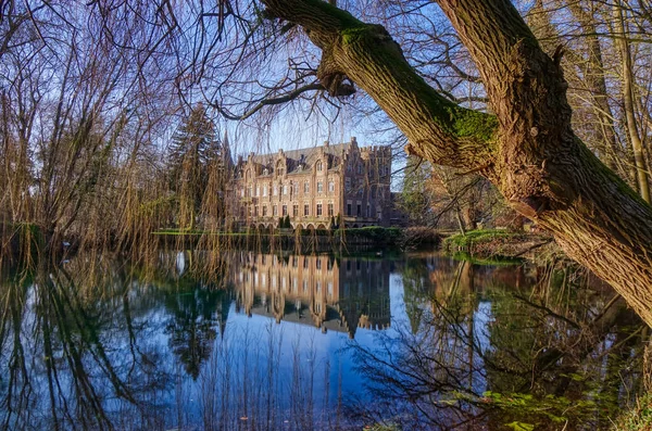 Historisches Schloss Und Teich Einem Park Bergheim Paffendorf — Stockfoto