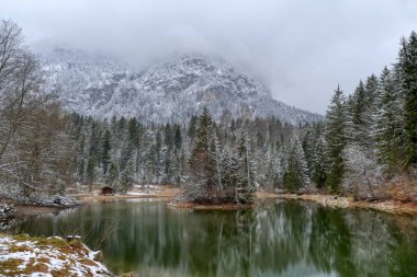 Schmolzersee Gölü kıyısında Garmisch-Partenkirchen yakınlarında.