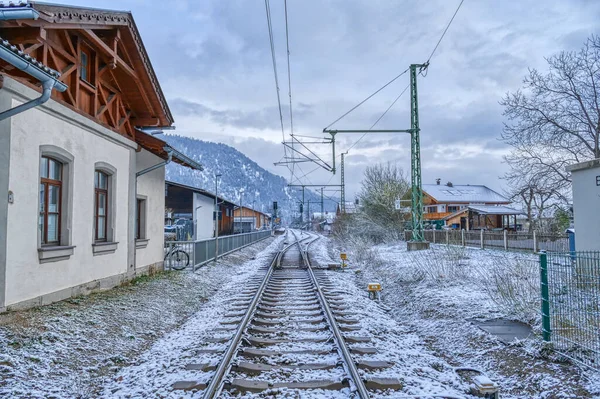 Stazione Ferroviaria Farchant Inverno — Foto Stock