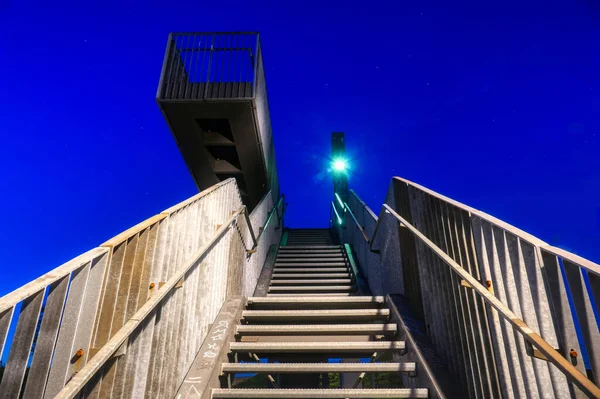 Stairway Vantage Point Rhine Park Duisburg Hochfeld Night — Fotografia de Stock