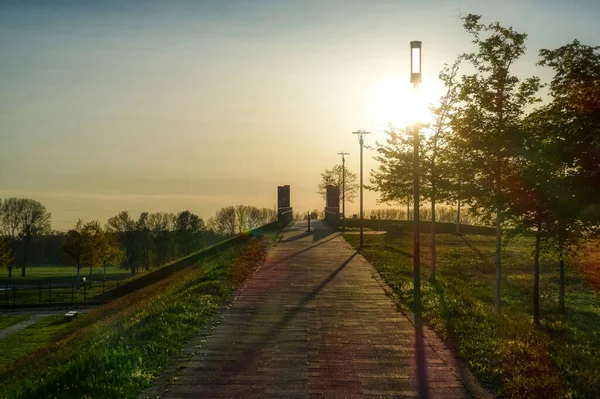 Caminho Para Ponto Vantagem Parque Reno Duisburg Hochfeld — Fotografia de Stock