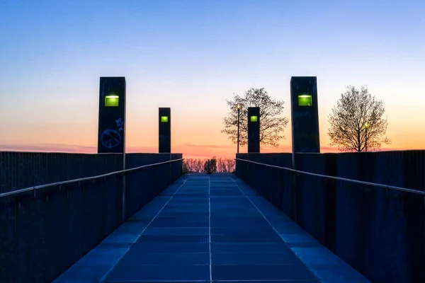 Vantage Point Rhine Park Duisburg Hochfeld Sunset — Foto de Stock