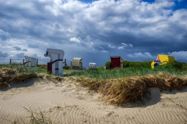 Krzesła Plażowe Plaży Cuxhaven — Zdjęcie stockowe