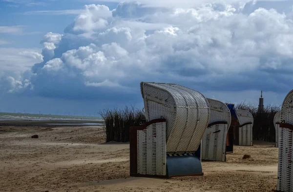 Krzesła Plażowe Morze Północne Cuxhaven — Zdjęcie stockowe