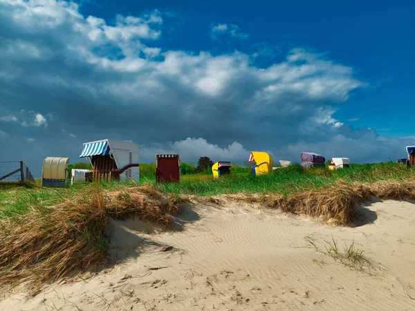 Kolorowe Krzesła Plażowe Cuxhaven — Zdjęcie stockowe