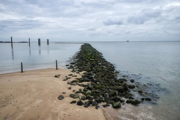 クックスハーフェンの北海による桟橋とビーチ — ストック写真