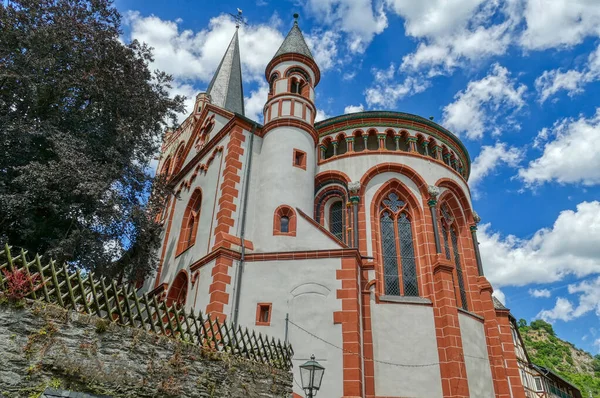 Historyczny Kościół Kolegialny Starym Mieście Bacharach — Zdjęcie stockowe