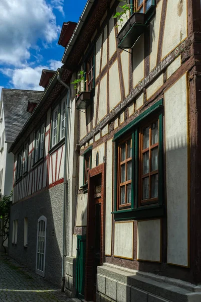 Old Half Timbered House Tower Bacharach — Stock Photo, Image