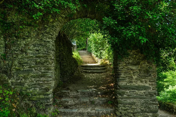 Porta Medievale Scalinata Castello Bacharach — Foto Stock