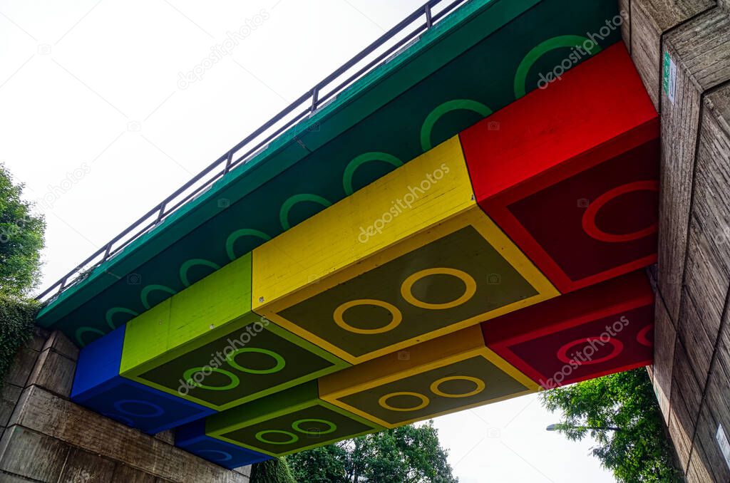 Funny colourful bridge of a biccycle track in Wuppertal