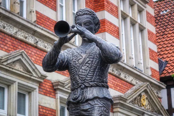 Pied Piper Staty Hamelins Historiska Centrum — Stockfoto