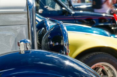 Detail view of some classic cars