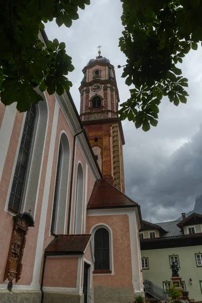 Historical Church Tower Mittenwald — Zdjęcie stockowe