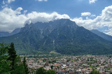 View across Mittenwald and the Karwendel mountains
