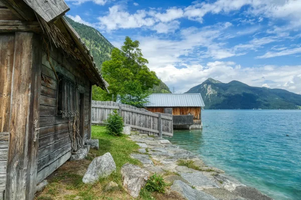 Old Houses Shoreline Lake Walchensee — Photo