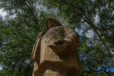 Monument on a bridge across the river Lahn in Balduinstein