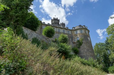 View at Schaumburg castle in the mountains near Balduinstein