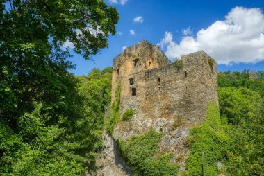 Historical castle ruin in Balduinstein by the river Lahn