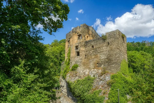 Historical castle ruin in Balduinstein by the river Lahn
