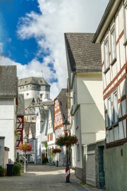View into the historical centre of Diez by the river Lahn