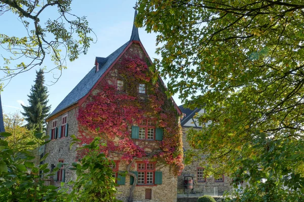 本斯堡的历史建筑和秋天的树叶 — 图库照片