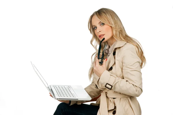 Attractive woman with laptop — Stock Photo, Image