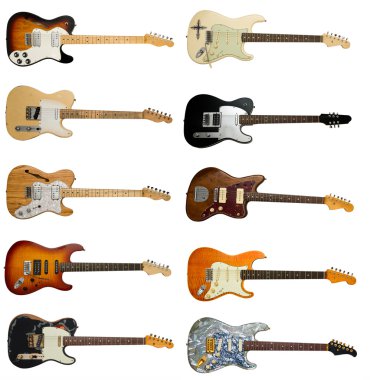 collection of classic electric guitars clipart