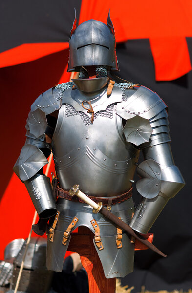 Medieval knight armor on the stand