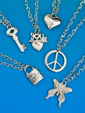 collection of silver pendants clipart