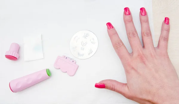 Equipo para el estampado de uñas — Foto de Stock