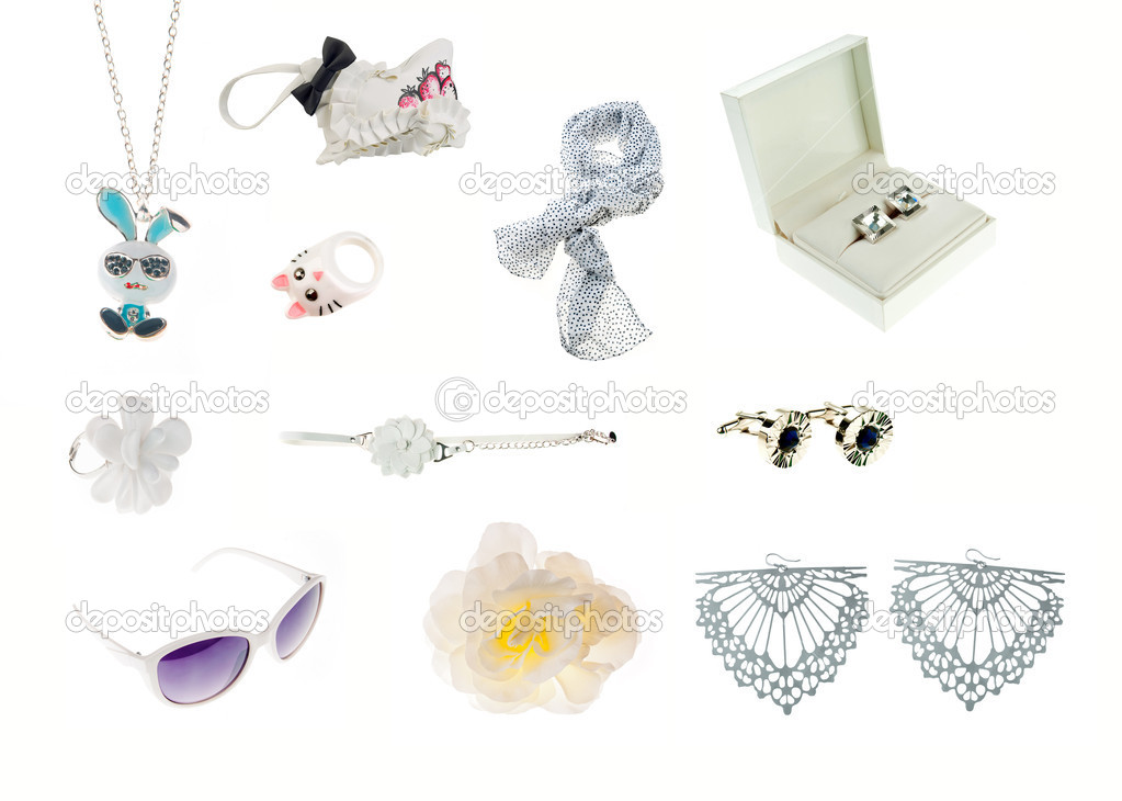 collection of white accessories