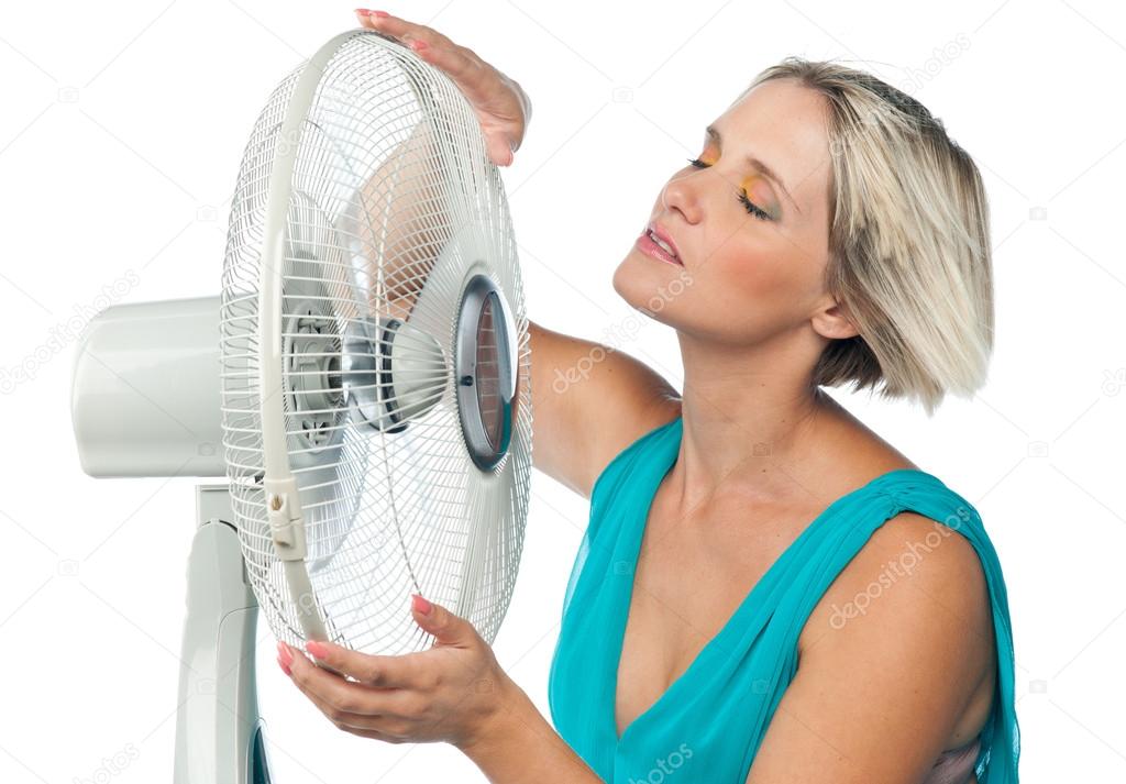woman cooling herself