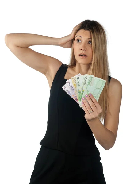 Woman holding money Stock Image