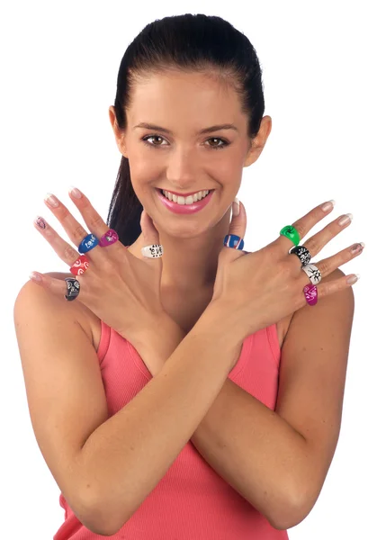 Teen girl with rings — Stock Photo, Image