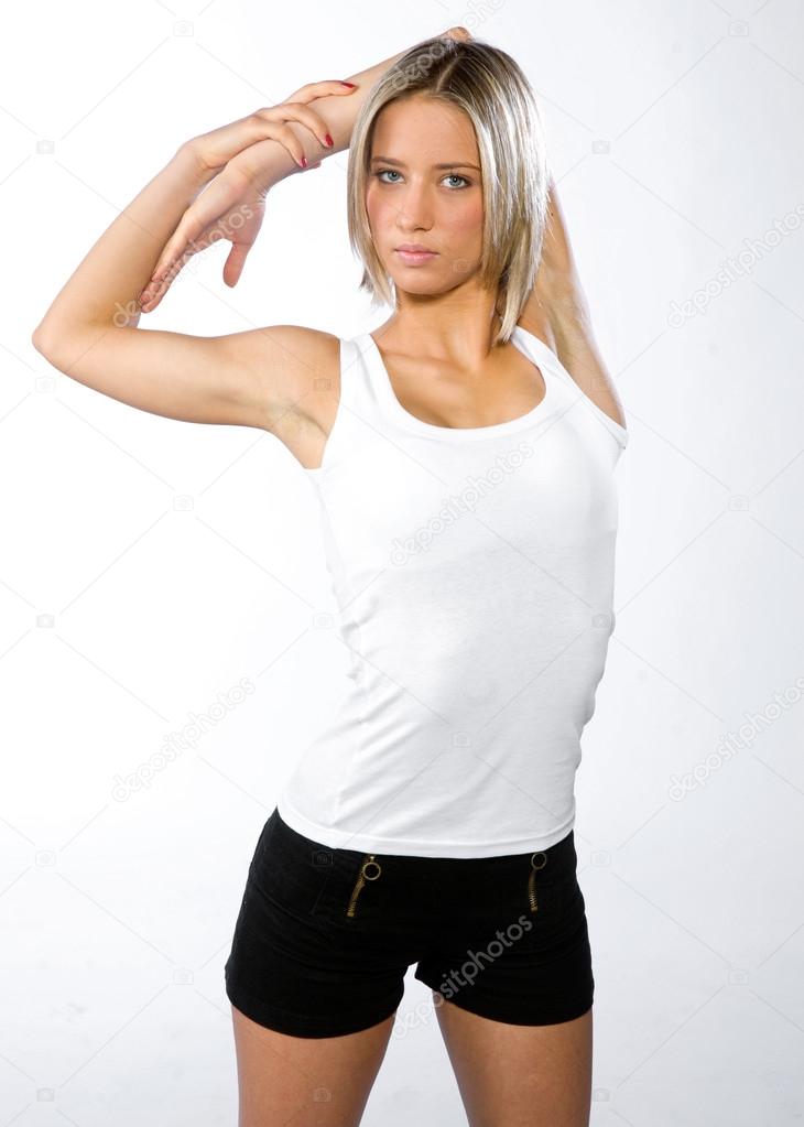 teen girl stretching her arms
