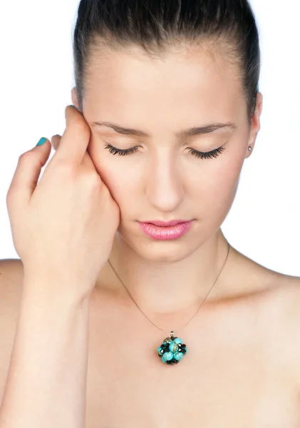 Beautiful girl with necklace — Stock Photo, Image