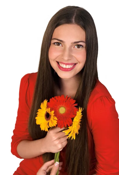 Tiener meisje met bloemen Rechtenvrije Stockafbeeldingen