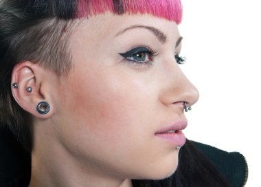 teen girl face piercings clipart