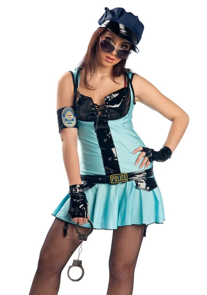 Sexy ragazza in costume della polizia — Foto Stock