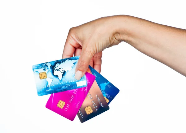 Vrouw hand met credit cards — Stockfoto