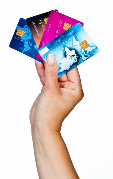 Vrouw hand met credit cards — Stockfoto