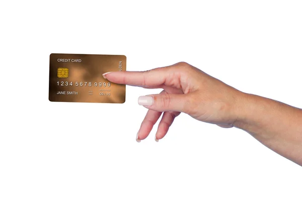 Donna mano con carta di credito — Foto Stock