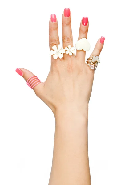 Woman hand with rings — Stock Photo, Image