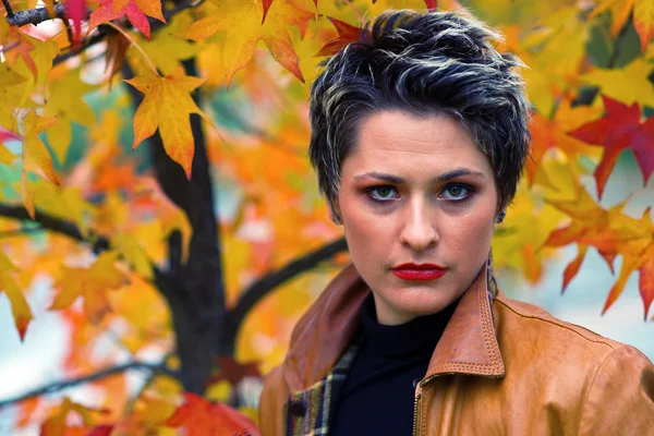 Woman in autumn scenery — Stock Photo, Image