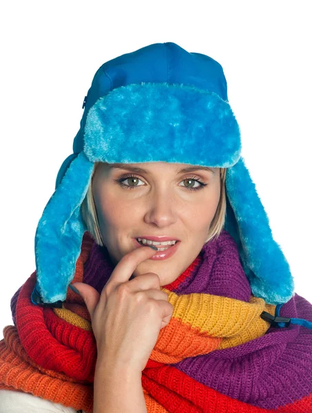 Vrouw staand in winterkleren — Stockfoto