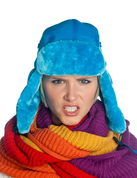 Vrouw staand in winterkleren — Stockfoto