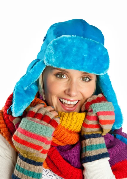 Portrét ženy v zimní oblečení — Stock fotografie