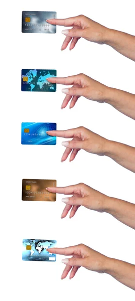 Γυναίκα χέρι με πιστωτική κάρτα — Φωτογραφία Αρχείου